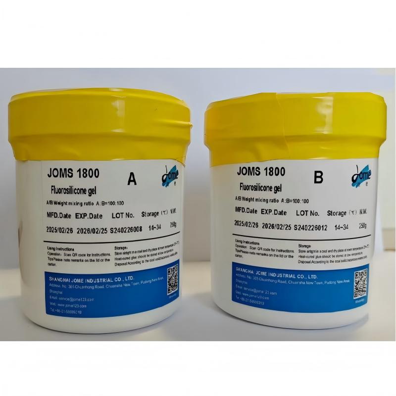 Two pails of two-part fluorosilicone sealant
